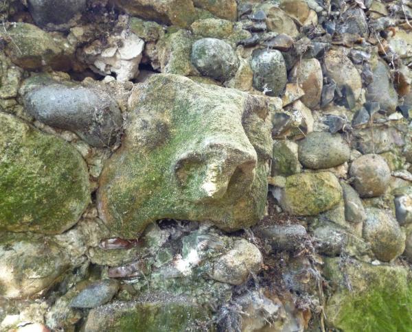 Old gargoyle, reused in the south perimeter wall